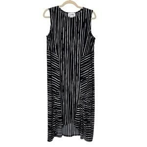 Joseph Ribkoff Abstract Stripe Shift Dress Dark Navy White US 12 Modern Classic